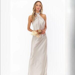 Show Me Your Mumu Jasmine Halter Maxi Show Me The Ring Satin Dress